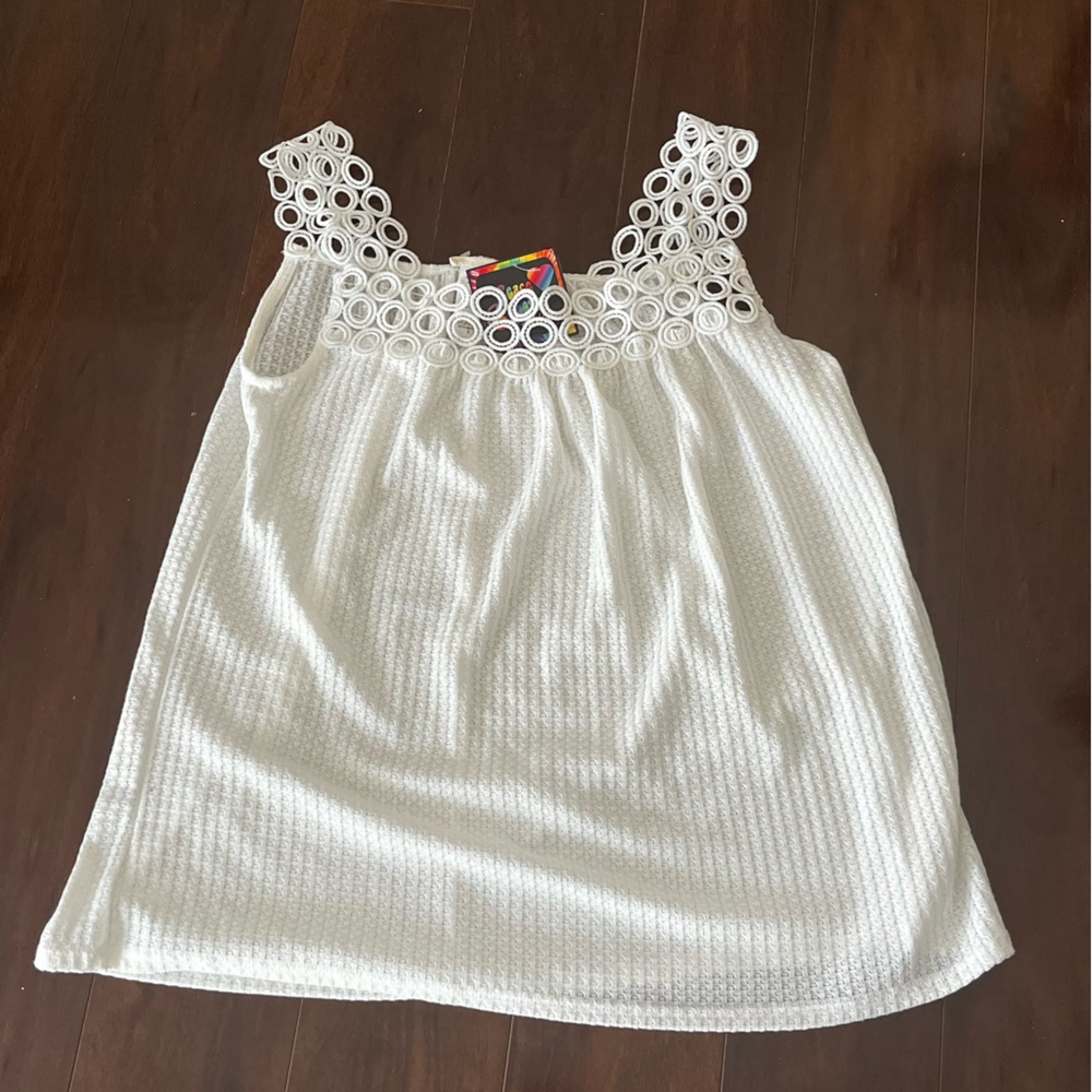 ⭐️NWT - BiBi - Womans Small White Sleeveless Summer Top with Eyelet Detail
